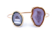 Karolin Bracelet Agate Geode White Diamond Rose Gold Bangle Bracelet
