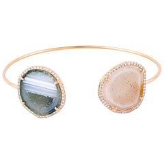 Karolin Bracelet Agate Geode White Diamond Rose Gold Bangle