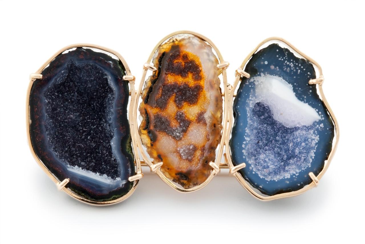 Karolin Brooch Agate Geode 18 Karat Rose Gold In New Condition For Sale In Antwerp, BE