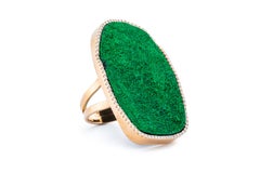 Karolin Green Uvarovite Diamond Pave Cocktail Ring with 18 Karat Rose Gold