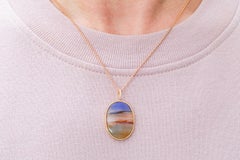 Karolin Landscape Agate Pave Diamond 18 Karat Rose Gold Pendant
