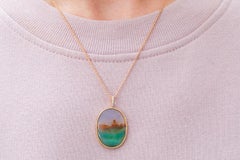 Karolin Landscape Agate Pave Diamond 18 Karat Rose Gold Pendant
