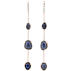Karolin Rose Gold Chain Agate Stud Earrings with Pavé Diamond Hook