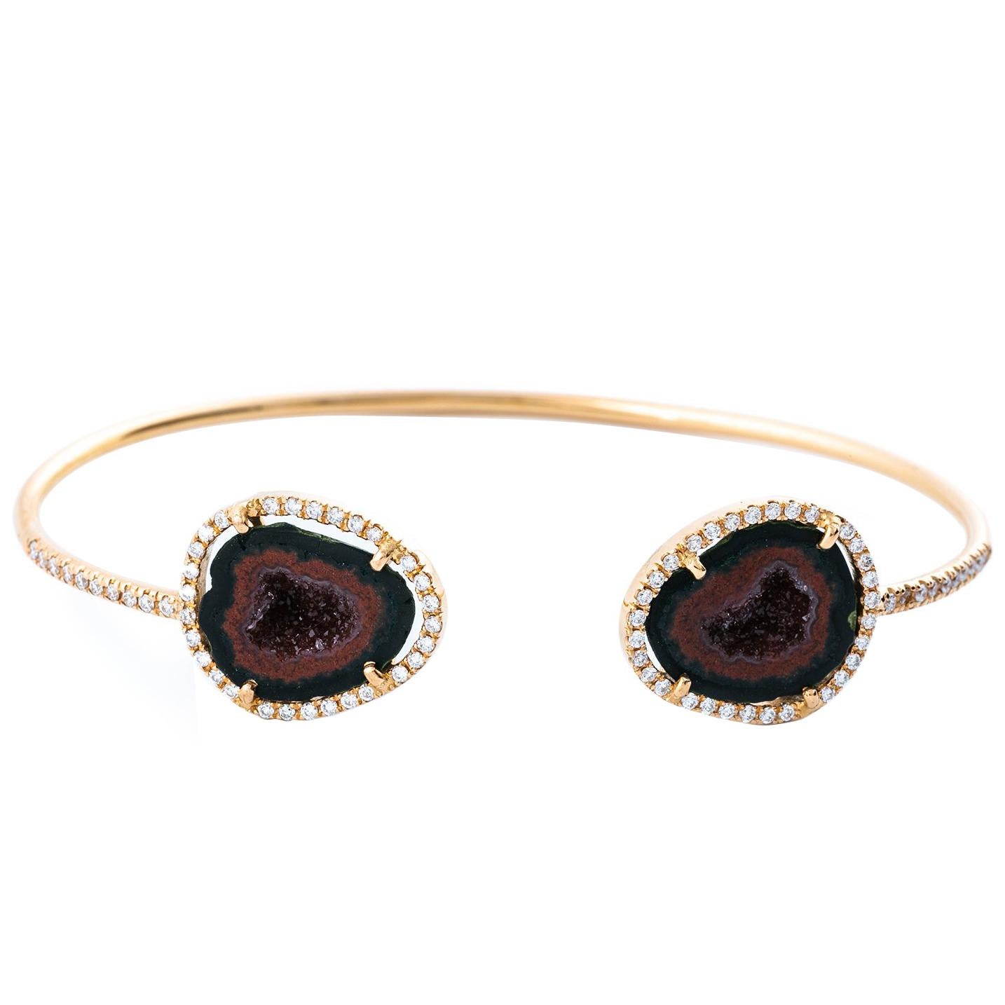 Karolin Rose Gold White Diamond Agate Geode Bracelet