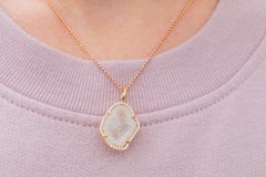 Karolin Rose Gold White Diamond Pendant Agate Necklace