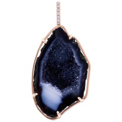 Karolin Rose Gold White Diamond Pendant Agate Necklace