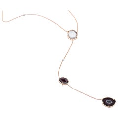 Karolin Rose Gold White Diamond Pendant Agate Necklace