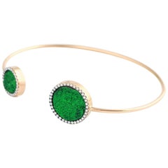 Karolin Rose Gold White Diamonds Uvarovite Pave Bracelet Bangle