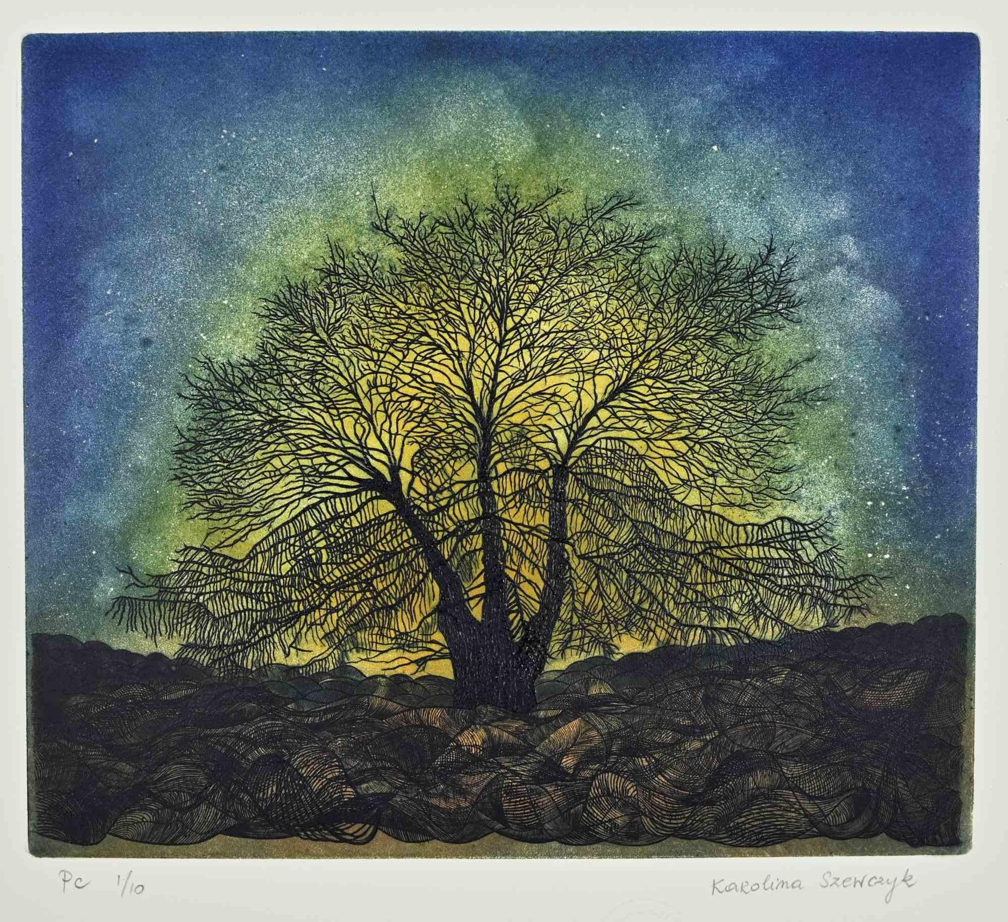 Tree is an artwork realized by Karolina Szewczykin the 2020s.

Etching.

Hand-signed.

Numbered. Edition 1/10.