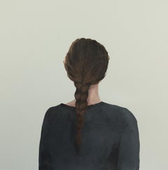 "Back Portrait" Contemporary Portrait Painting of a Girl in Blue with Braid