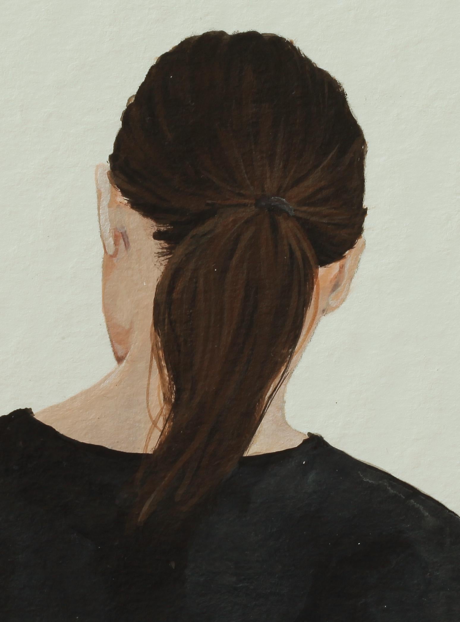 « Back Portrait III », peinture contemporaine d'un portrait d'une fille à queue de poney  - Painting de Karoline Kroiss