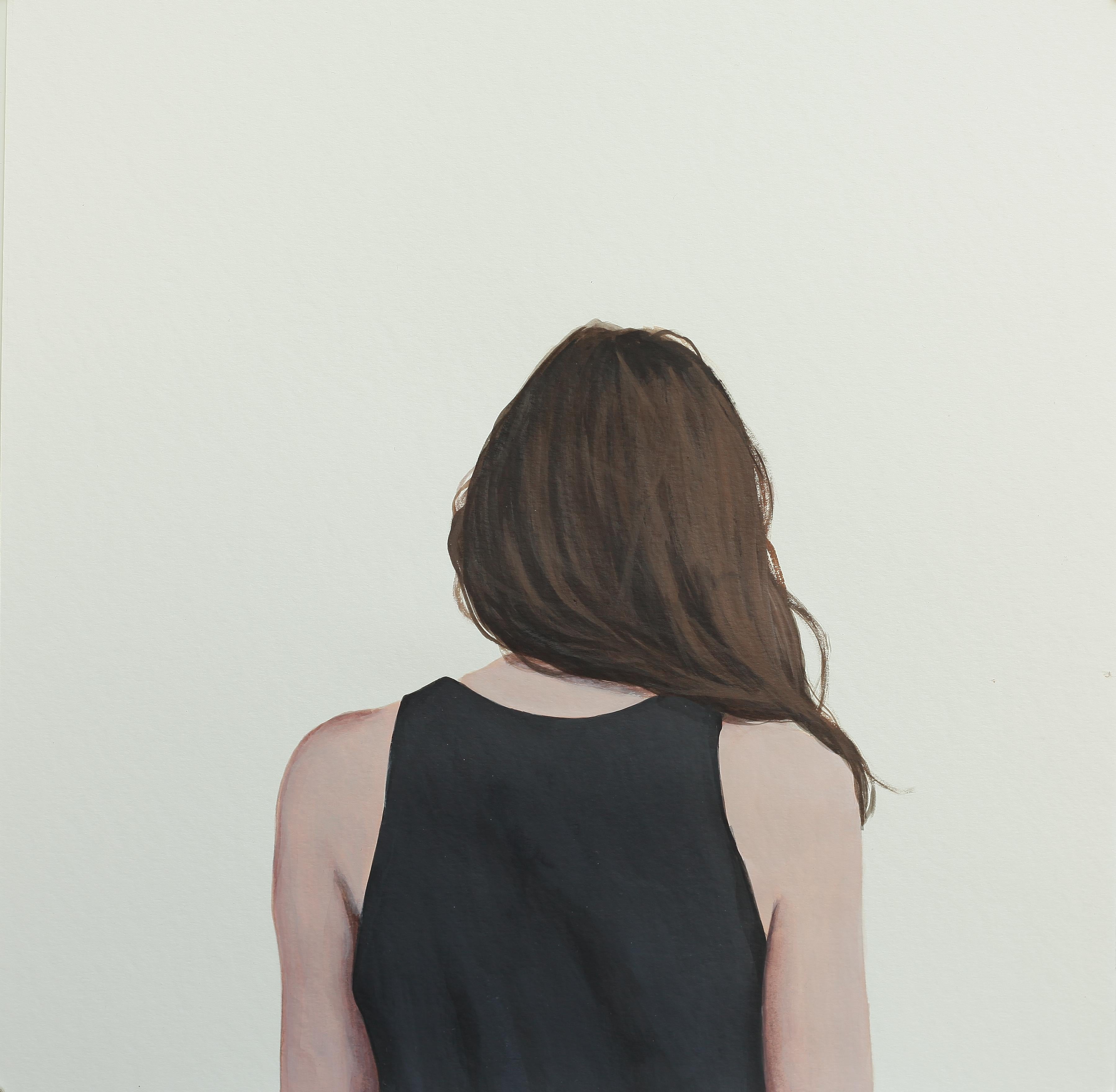 Figurative Painting Karoline Kroiss - « Back Portrait IX » - Peinture contemporaine de portrait d'une fille 