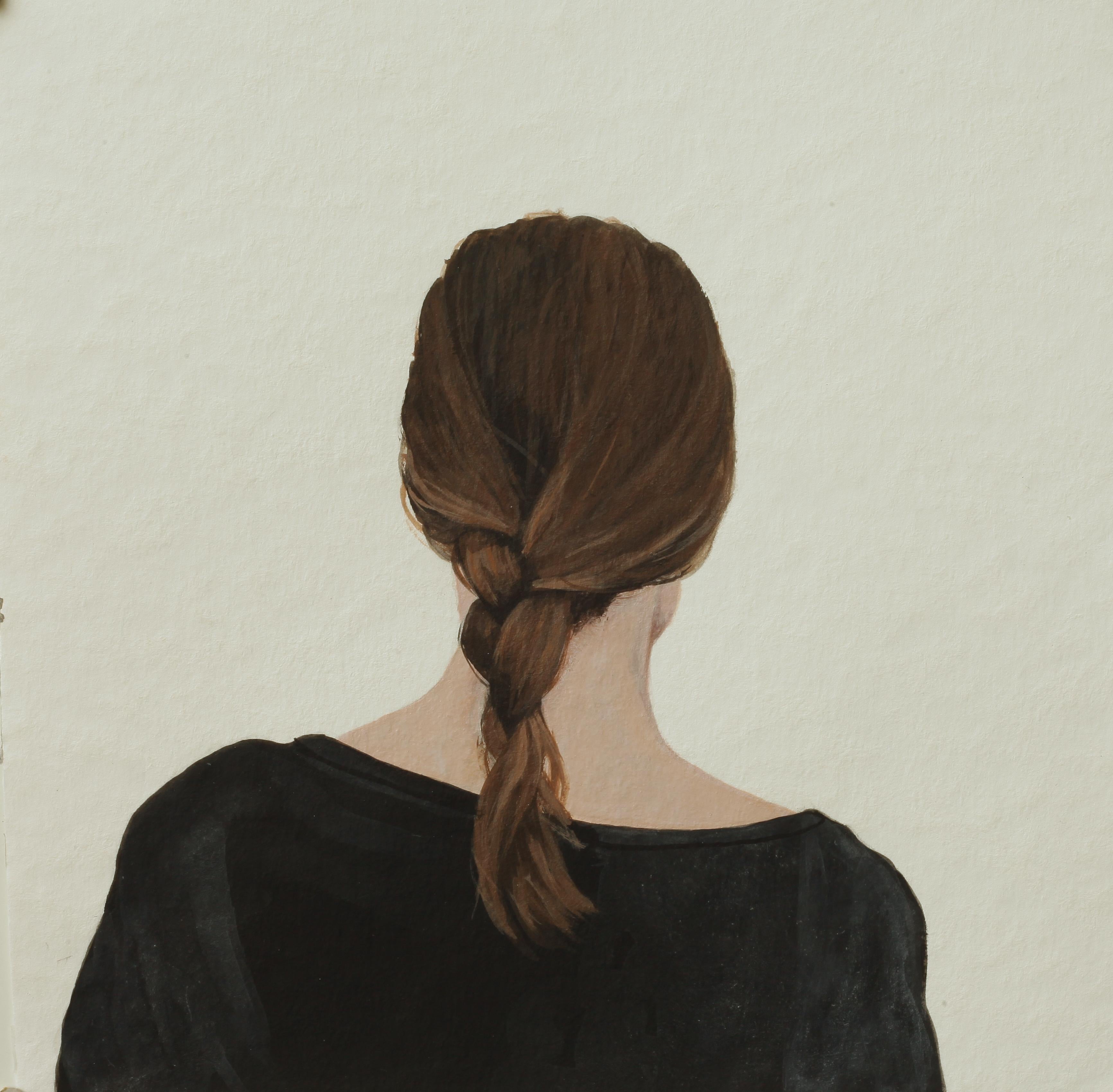 Figurative Painting Karoline Kroiss - "Portrait de dos VII" Peinture contemporaine d'une jeune fille