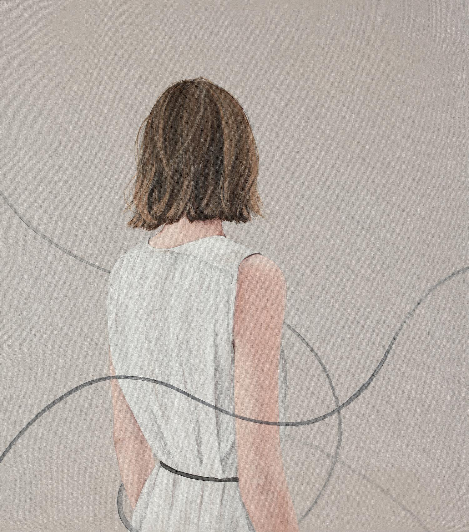 « It is Just the Beginning » - Portrait contemporain d'une fille en robe blanche
