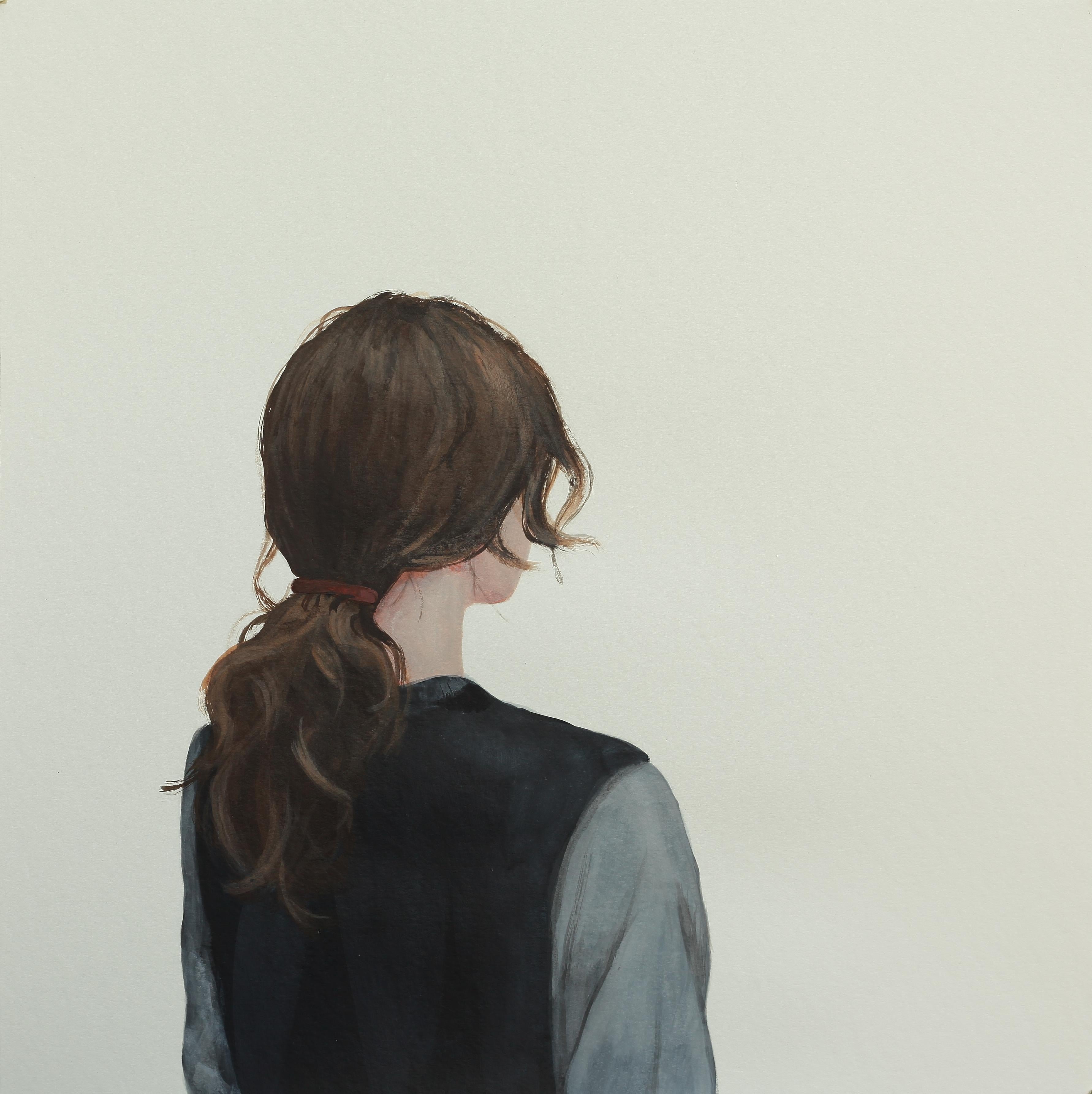 Karoline Kroiss Figurative Painting - "Look to the Side XV" Contemporary Portrait Painting of a Girl
