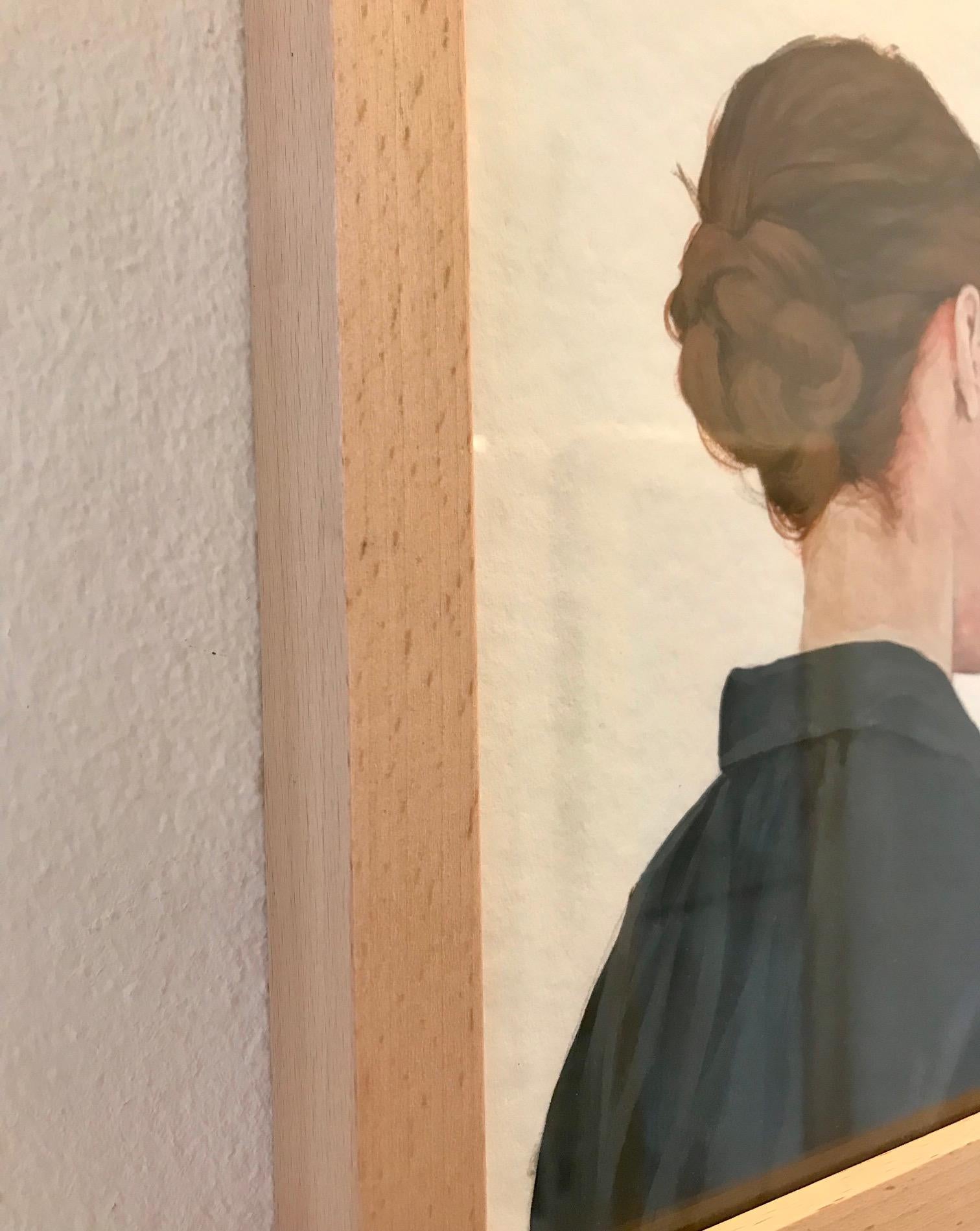 ''Guarda di lato XVI'' Ritratto contemporaneo di ragazza con camicetta blu 2