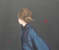 ''When you do not expect it'' Contemporary Portrait of a Girl in Blue Blouse 