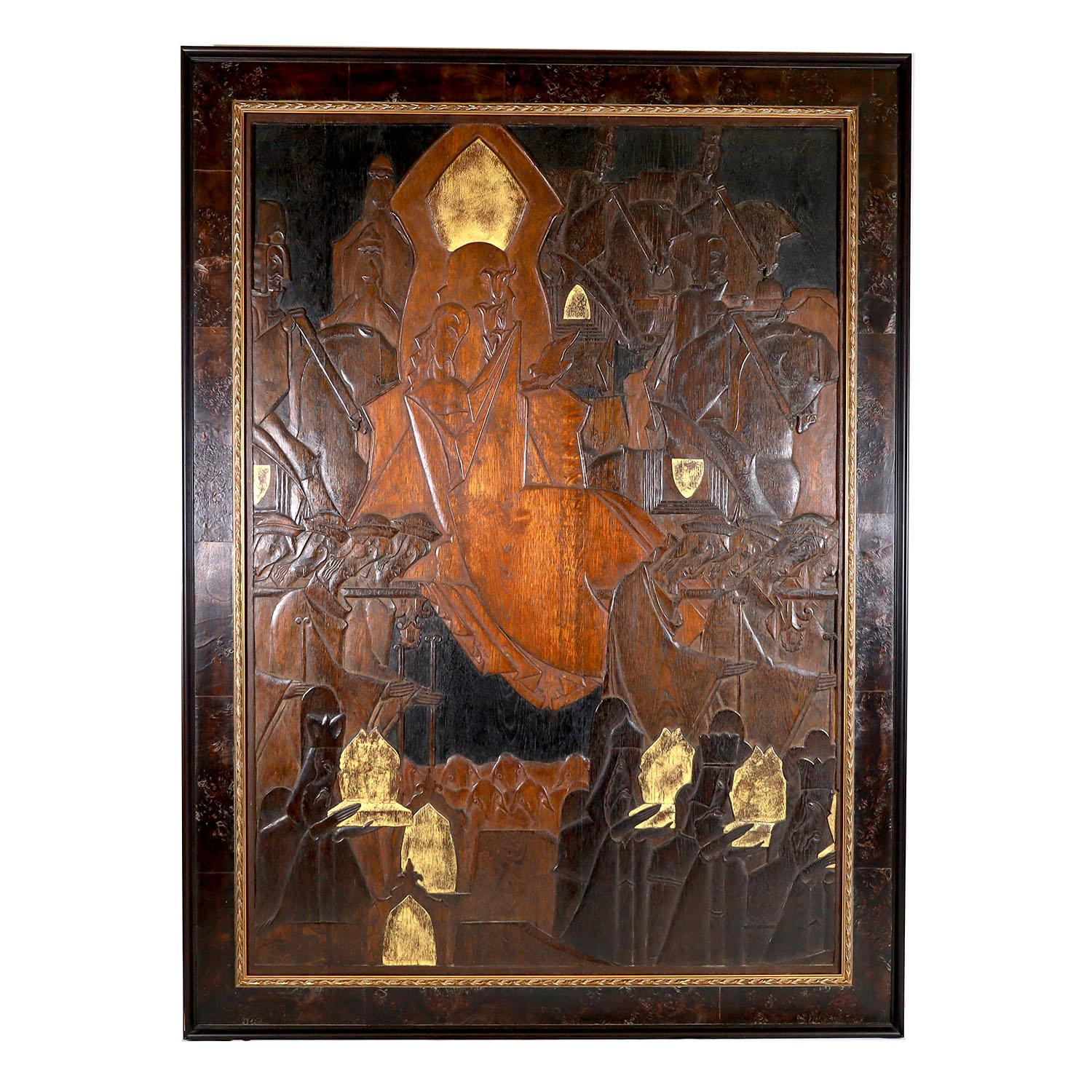 Extraordinary modern art carving by a welll-known early California modernist - Art Deco Mixed Media Art by Karoly Fulop