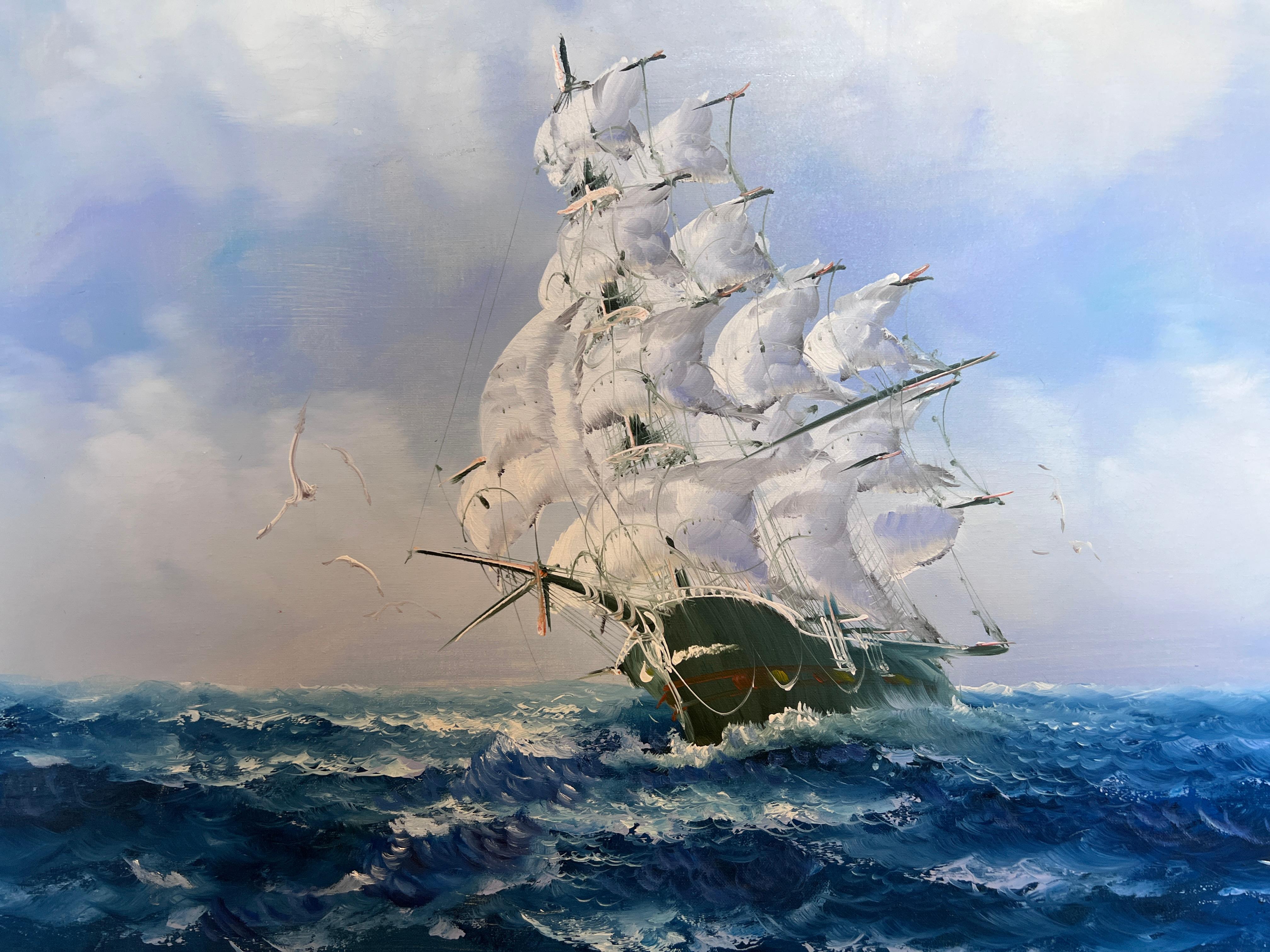 Seascape Original Oil Painting Tall Ship by Karon  Nautical Maritime Wall Art For Sale 2