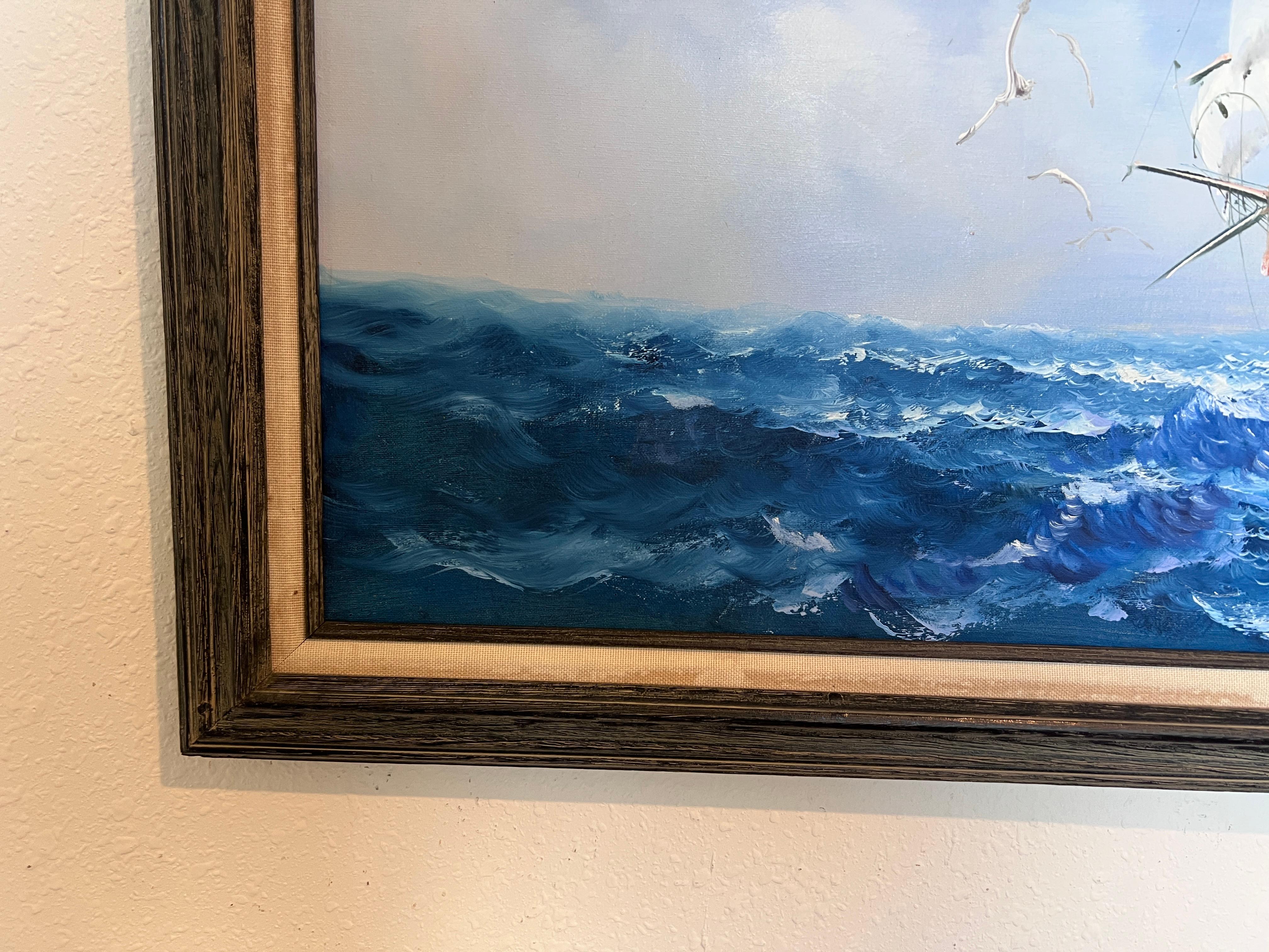 Seascape Original Oil Painting Tall Ship by Karon  Nautical Maritime Wall Art For Sale 3