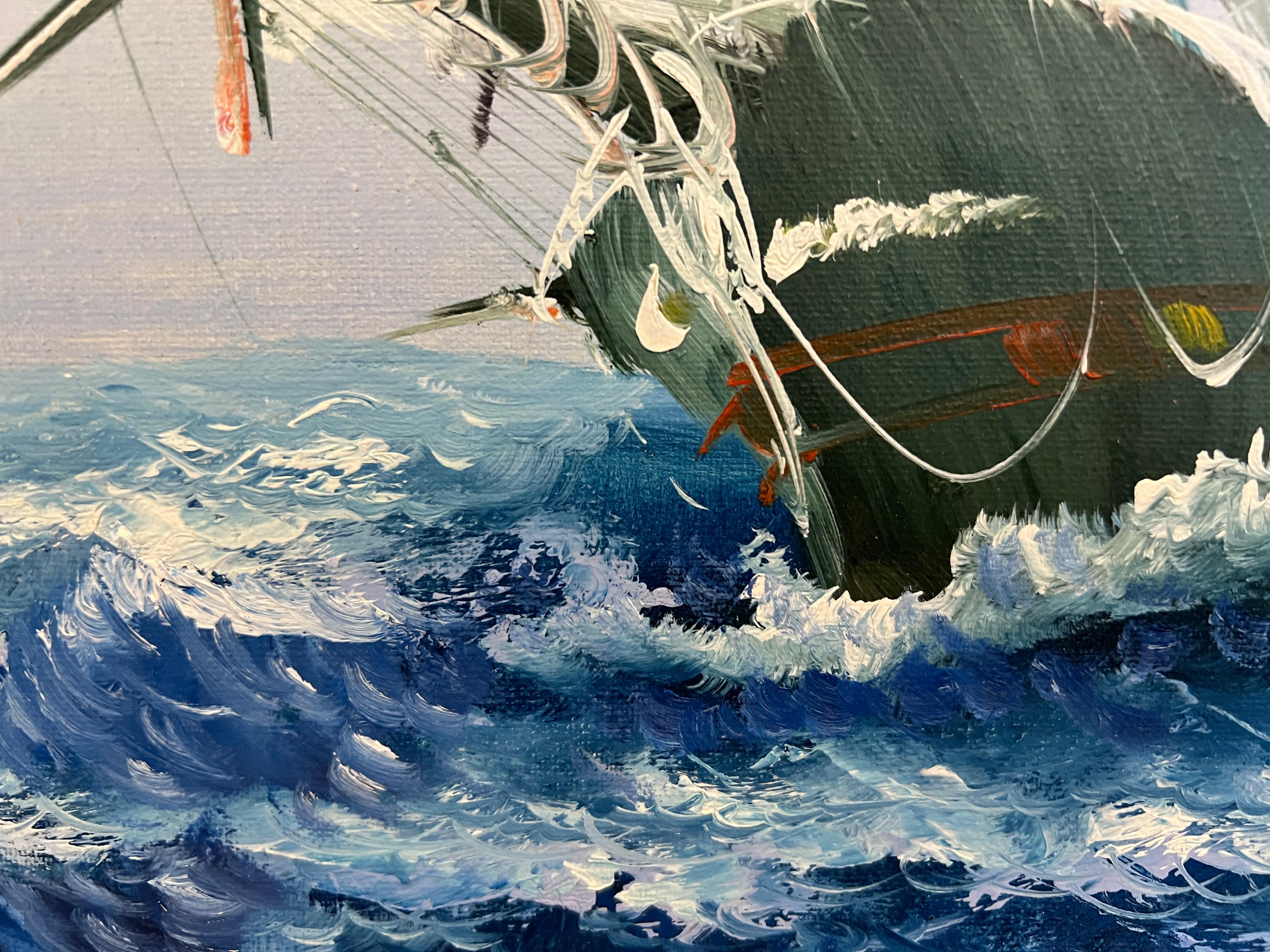 Seascape Original Oil Painting Tall Ship by Karon  Nautical Maritime Wall Art For Sale 8