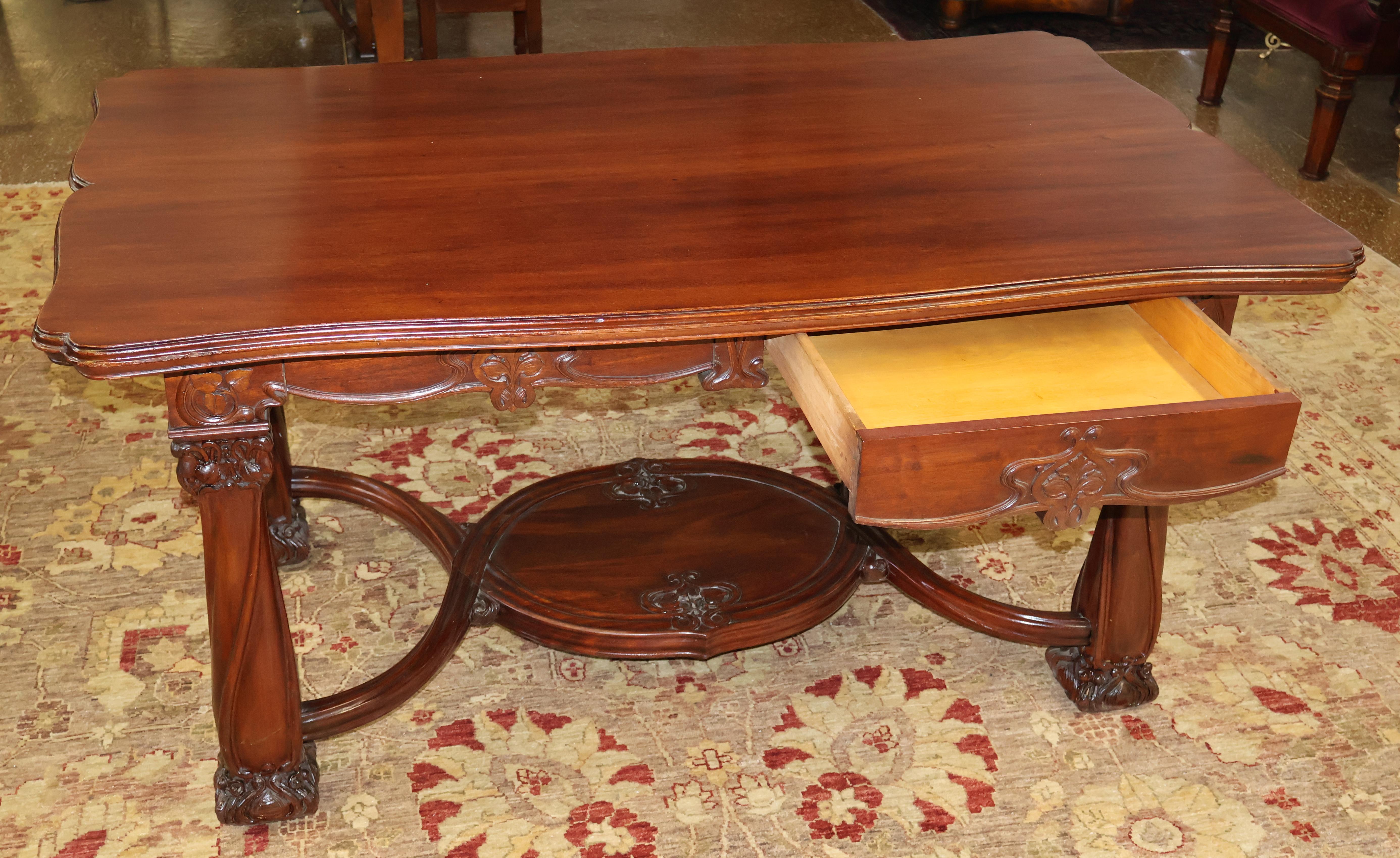 Karpen Brothers Mahogany Art Nouveau Desk Writing Table Library Table Circa 1905 For Sale 7