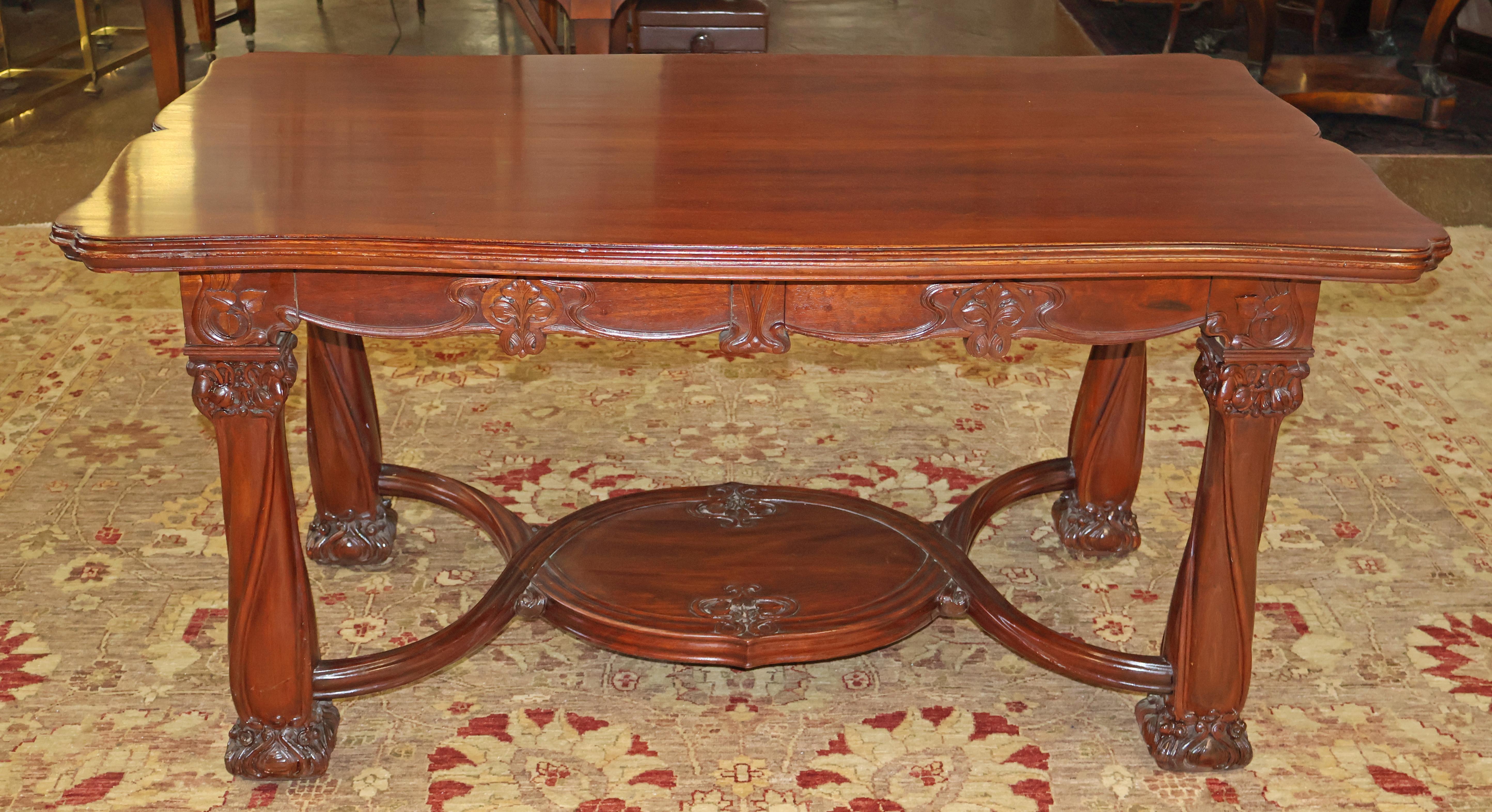 American Karpen Brothers Mahogany Art Nouveau Desk Writing Table Library Table Circa 1905 For Sale