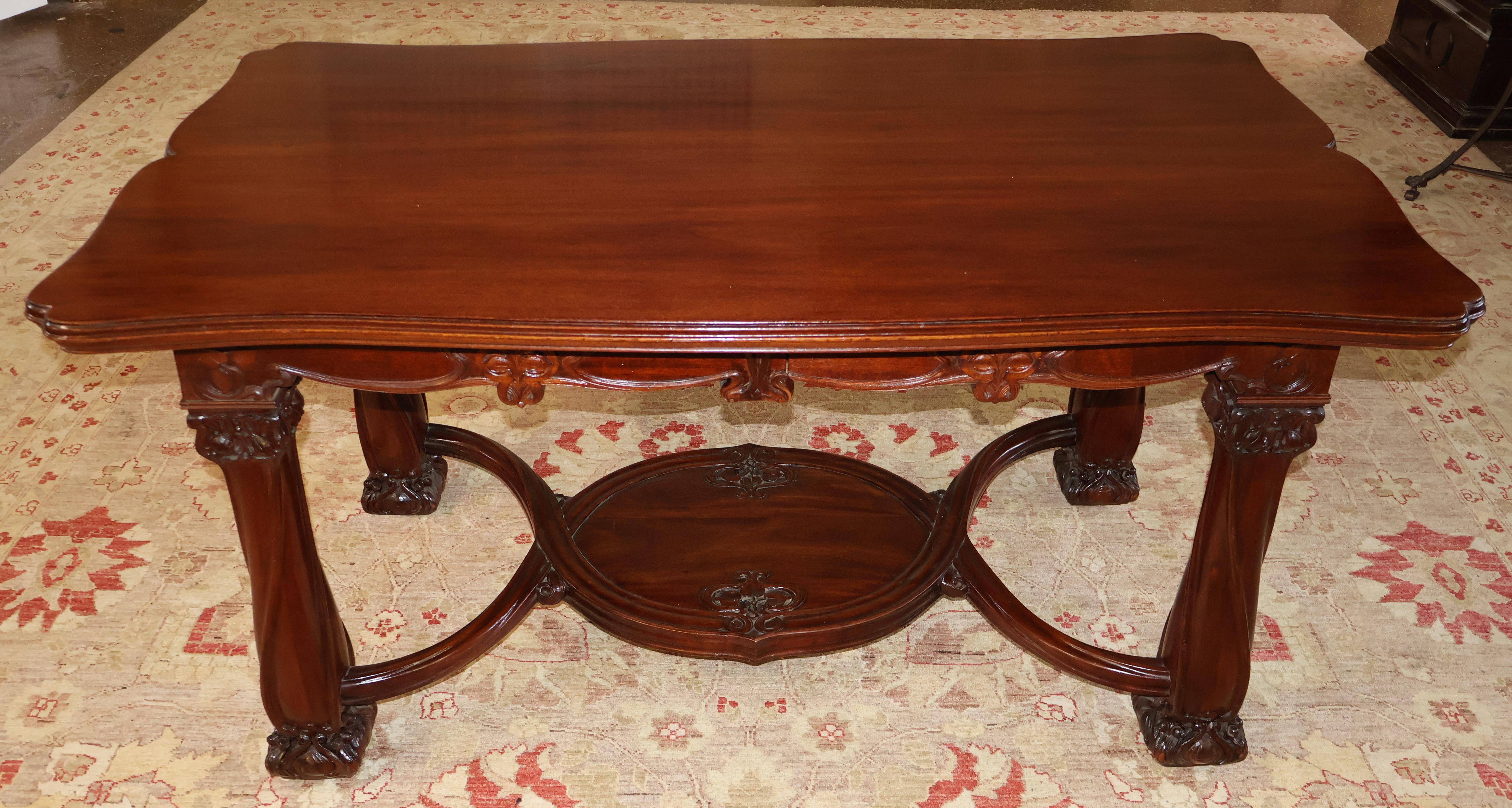 Karpen Brothers Mahogany Art Nouveau Desk Writing Table Library Table Circa 1905 For Sale 2