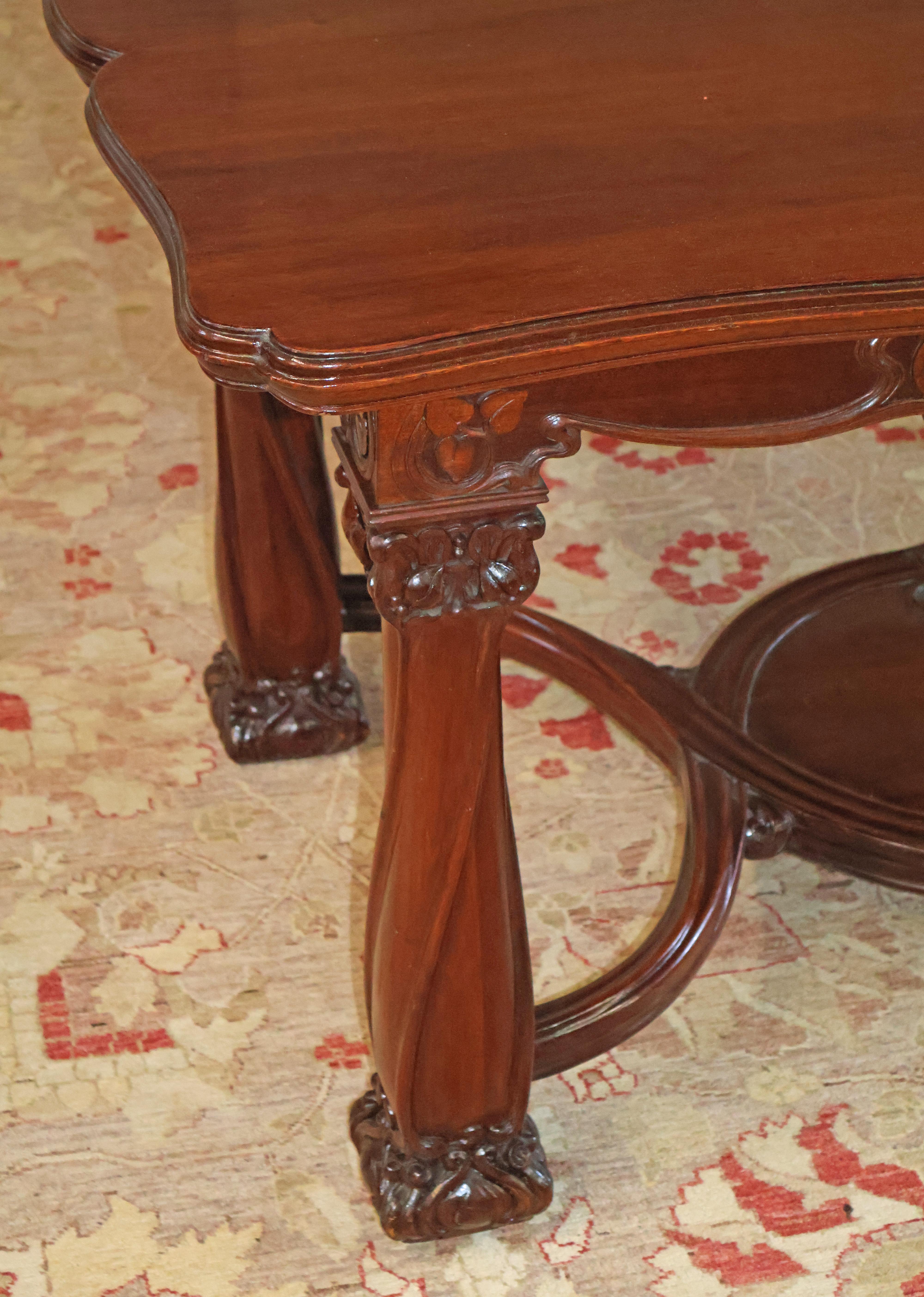 Karpen Brothers Mahogany Art Nouveau Desk Writing Table Library Table Circa 1905 For Sale 3