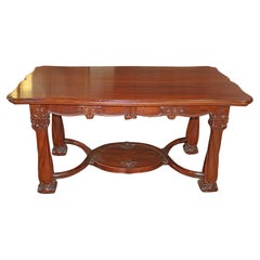 Antique Karpen Brothers Mahogany Art Nouveau Desk Writing Table Library Table Circa 1905