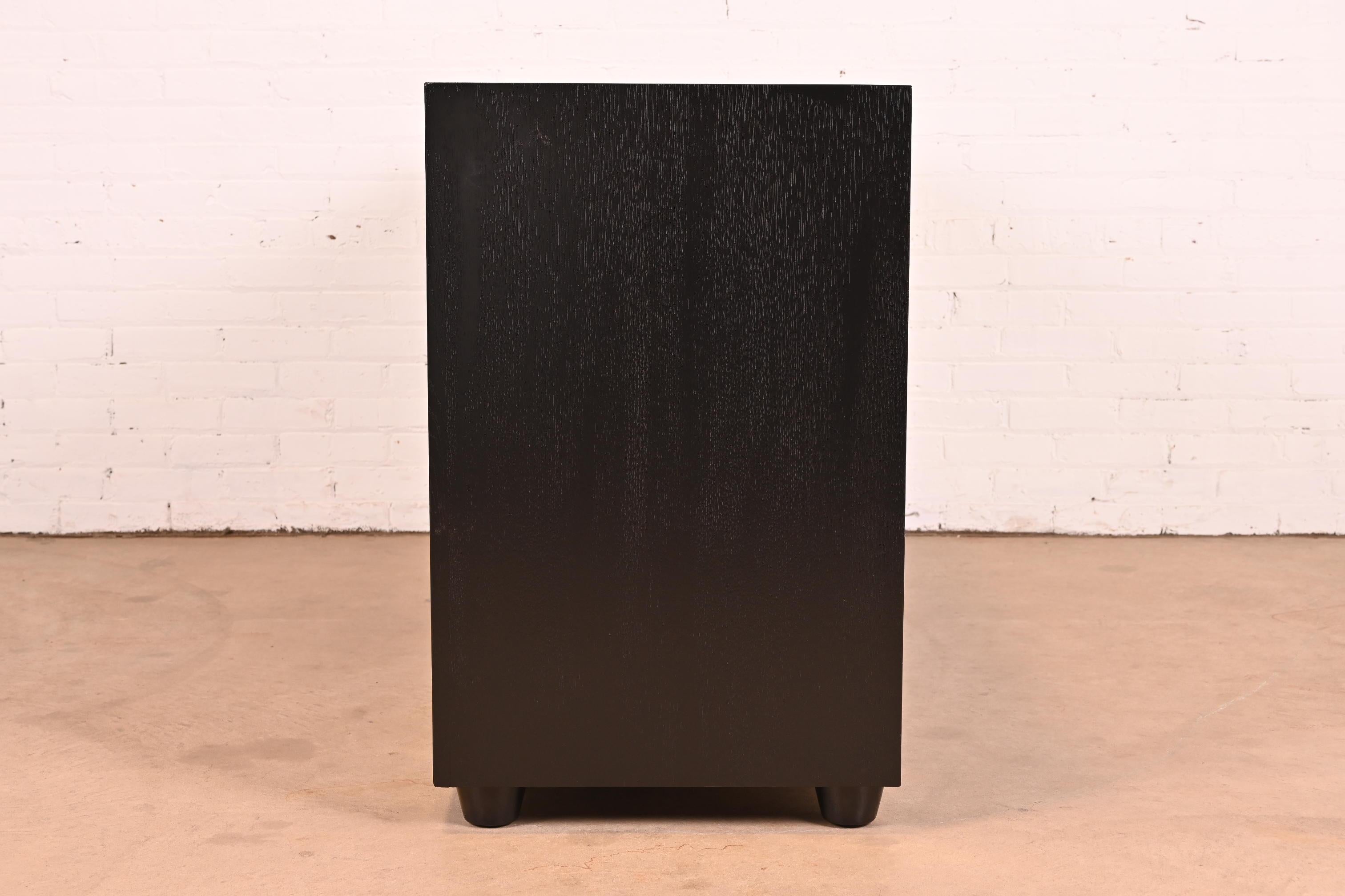 Karpen of California Black Lacquered Sideboard or Bar Cabinet, Newly Refinished For Sale 6