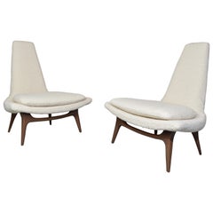 Karpen of California High-Back Lounge Chairs in Kravet Boucle