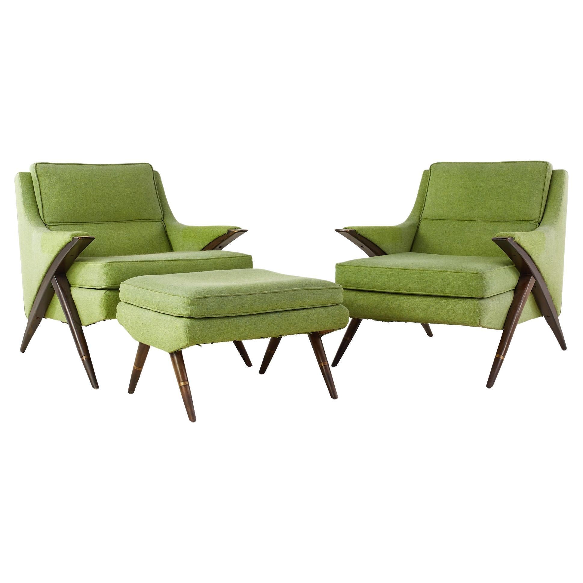 Pair of Elegant MidCentury Modern Reading Chairs For Sale at 1stDibs