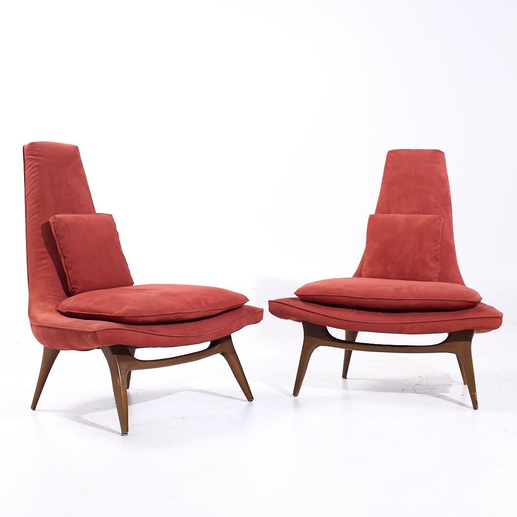Karpen of California Mid Century Slipper Chair - Pair

Each chair measures: 34.5 wide x 30 deep x 39 high, with a seat height of 17.5 inches

All pieces of furniture can be had in what we call restored vintage condition. That means the piece is