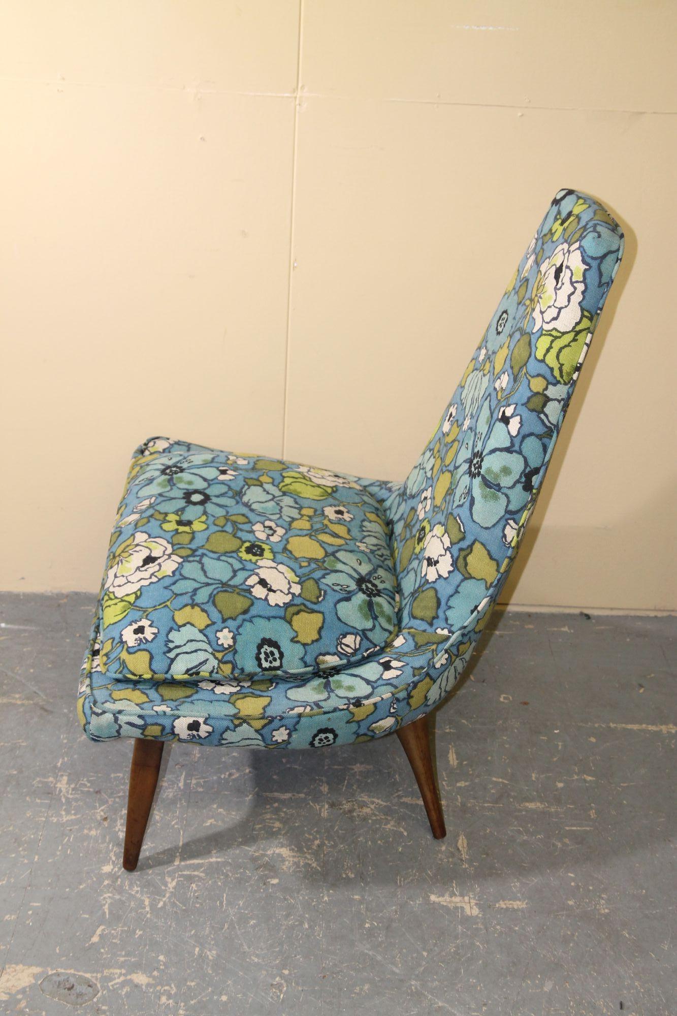 Mid-20th Century Karpen of California Slipper Chair with original fabric For Sale