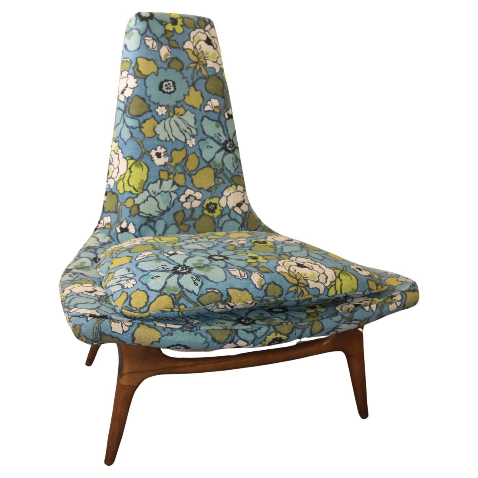 Karpen of California Slipper Chair with original fabric For Sale
