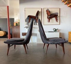 Karpen of California Striped Wool Lounge Chairs