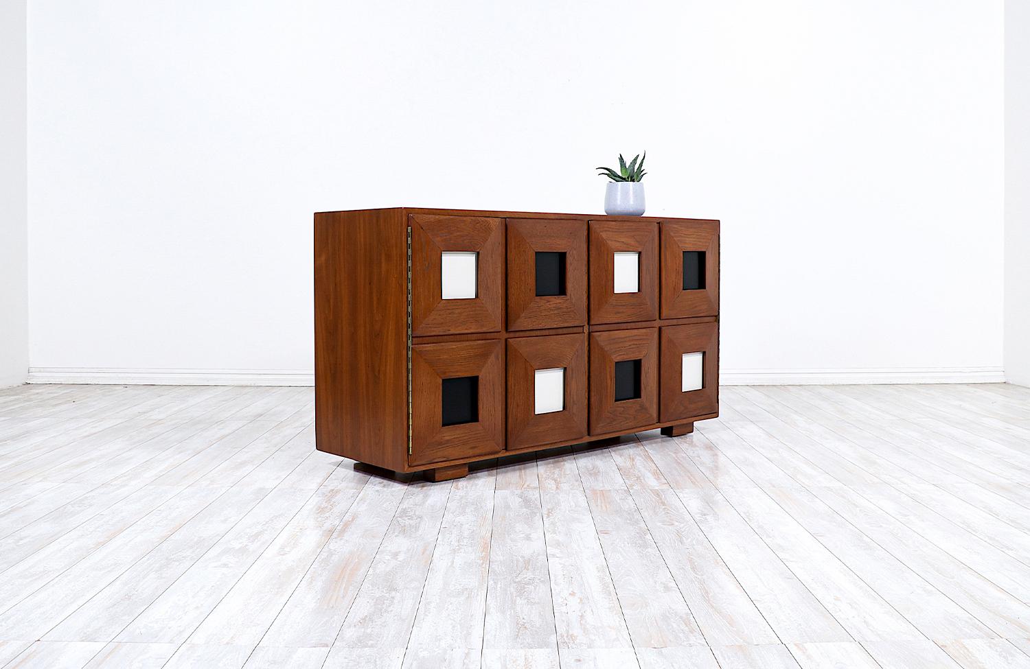 American Expertly Restored - Karpen of California Two-Tone Lacquered & Walnut Credenza For Sale