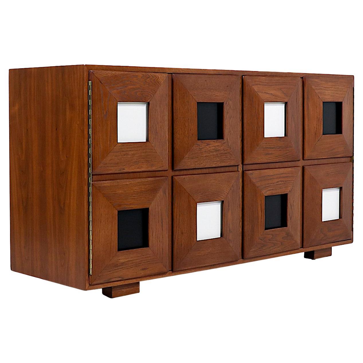 Expertly Restored - Karpen of California Two-Tone Lacquered & Walnut Credenza For Sale