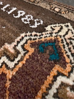 Neutral Kars Vintage Mini Rug • Hand-Knotted, Wool, Rustic Design, 3x4, 1989