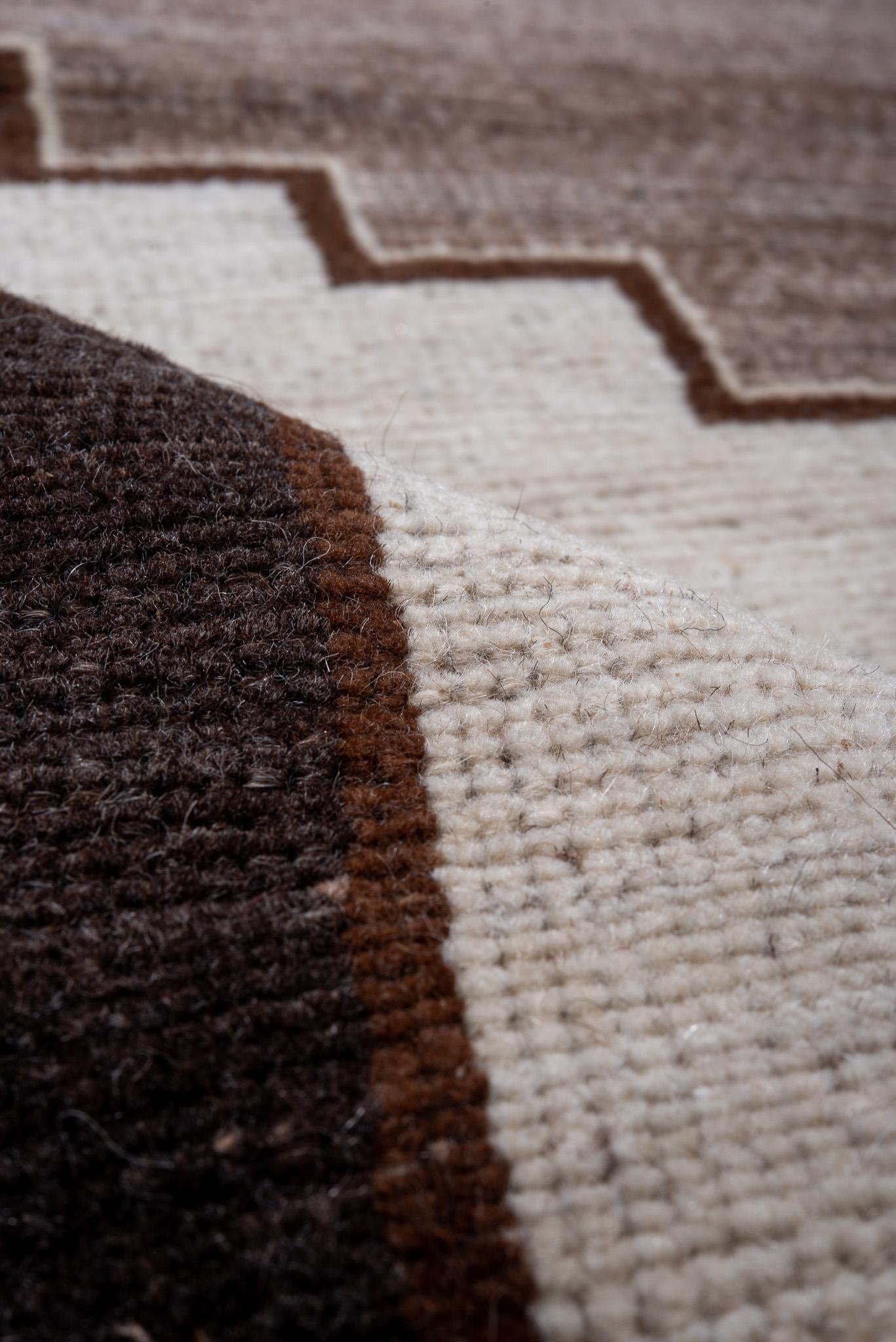 Early 20th Century Kars Rug in Minimalist Diamond Brown For Sale