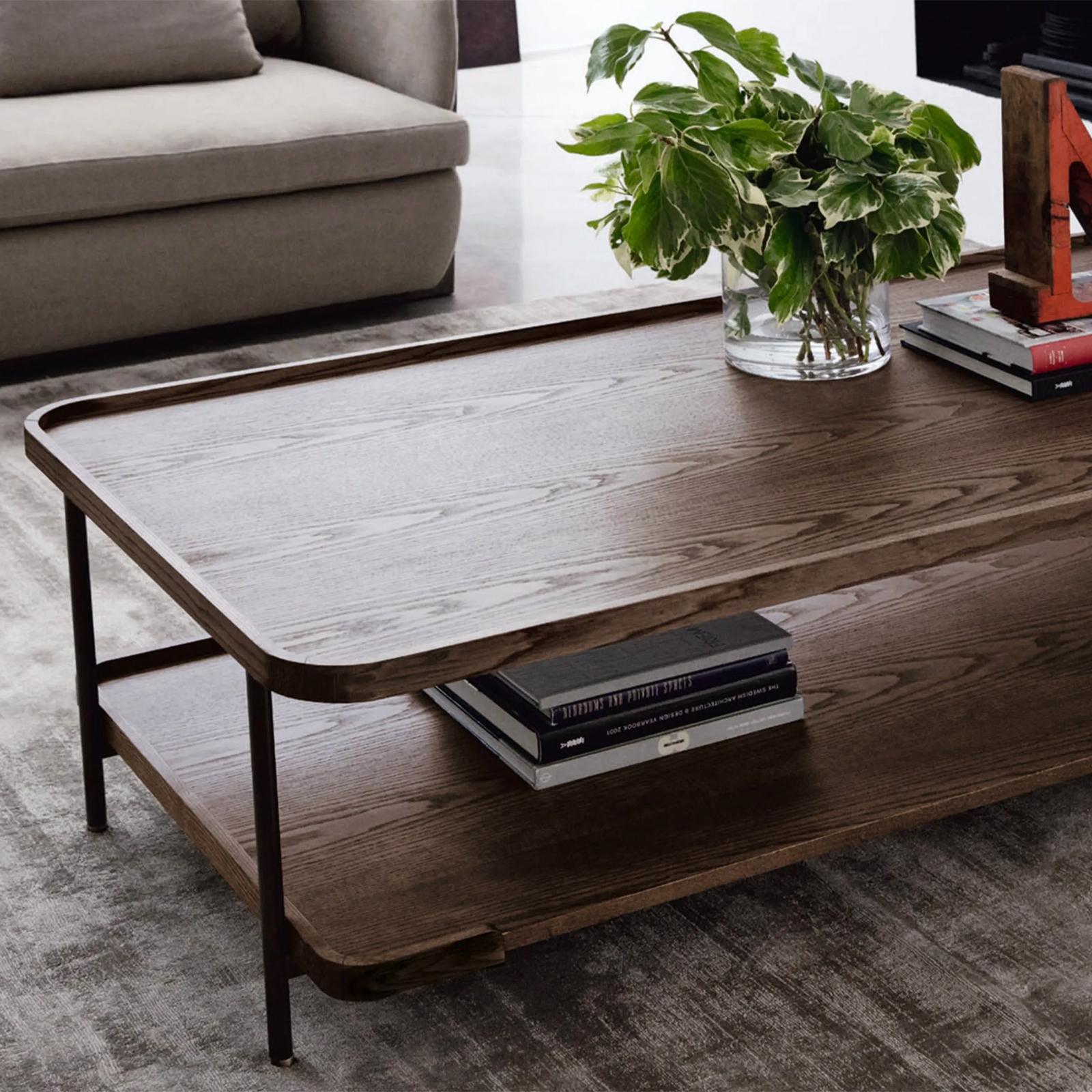 Bronzed Kart Walnut Coffee Table For Sale