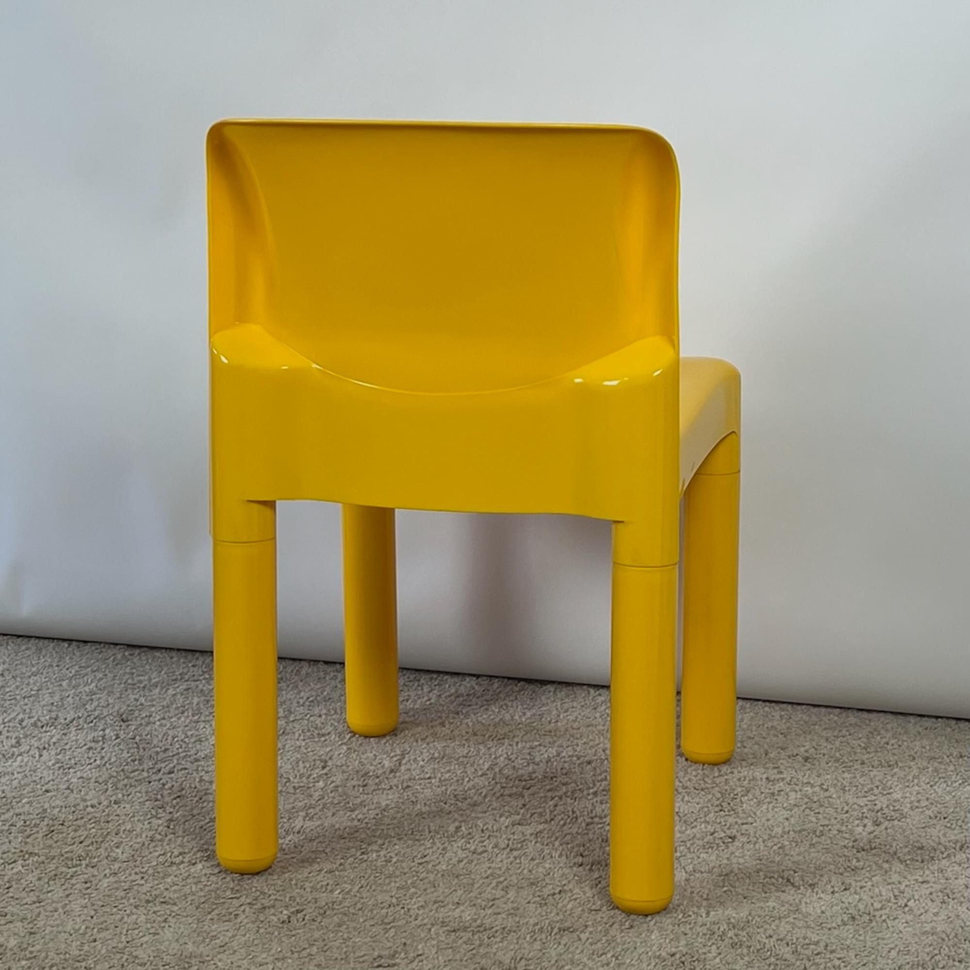 Italian Kartel Model 4875 Chair in Glossy Yellow by Carlo Bartoli, 1980s New Old Stock