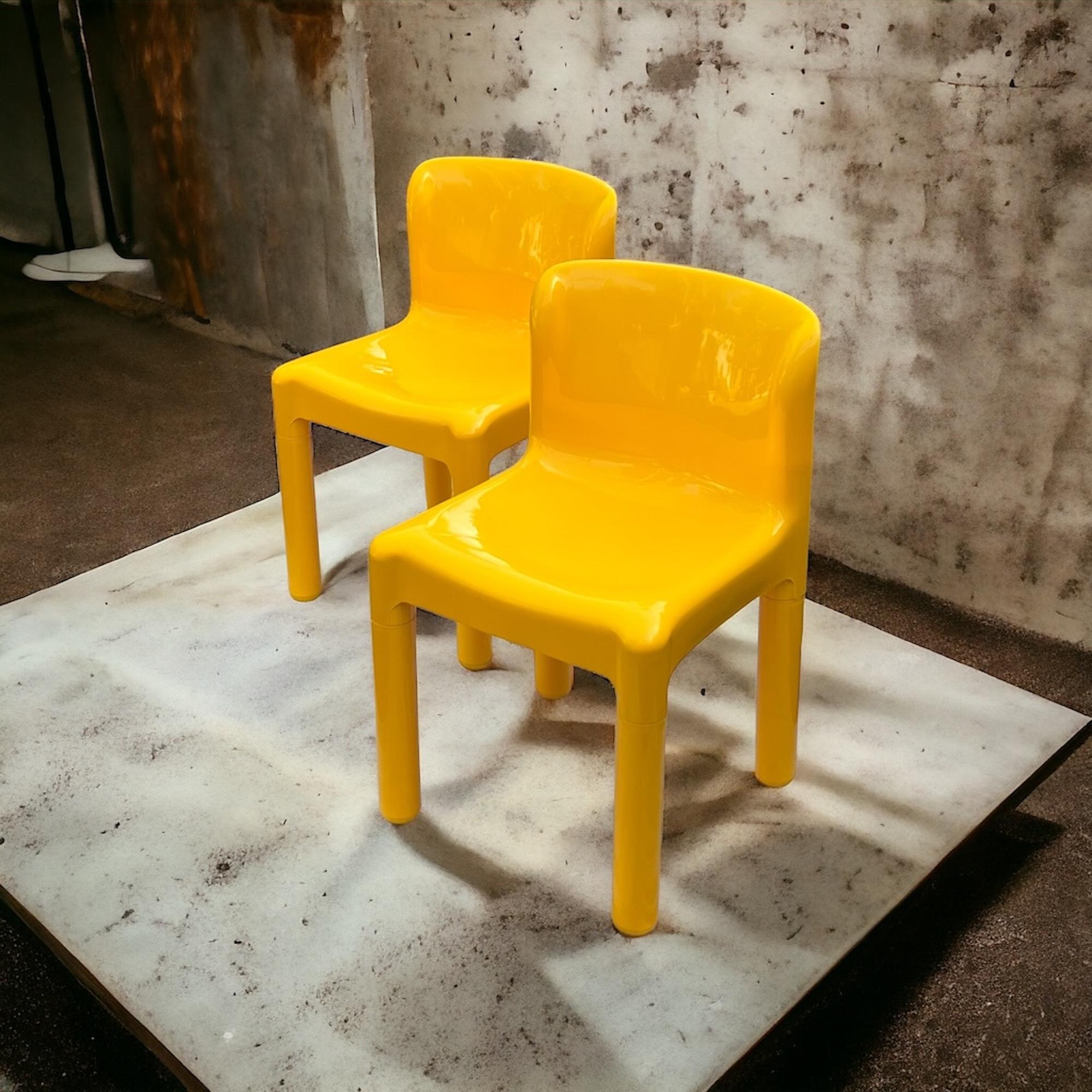 Late 20th Century Kartel Model 4875 Chair in Glossy Yellow by Carlo Bartoli, 1980s New Old Stock