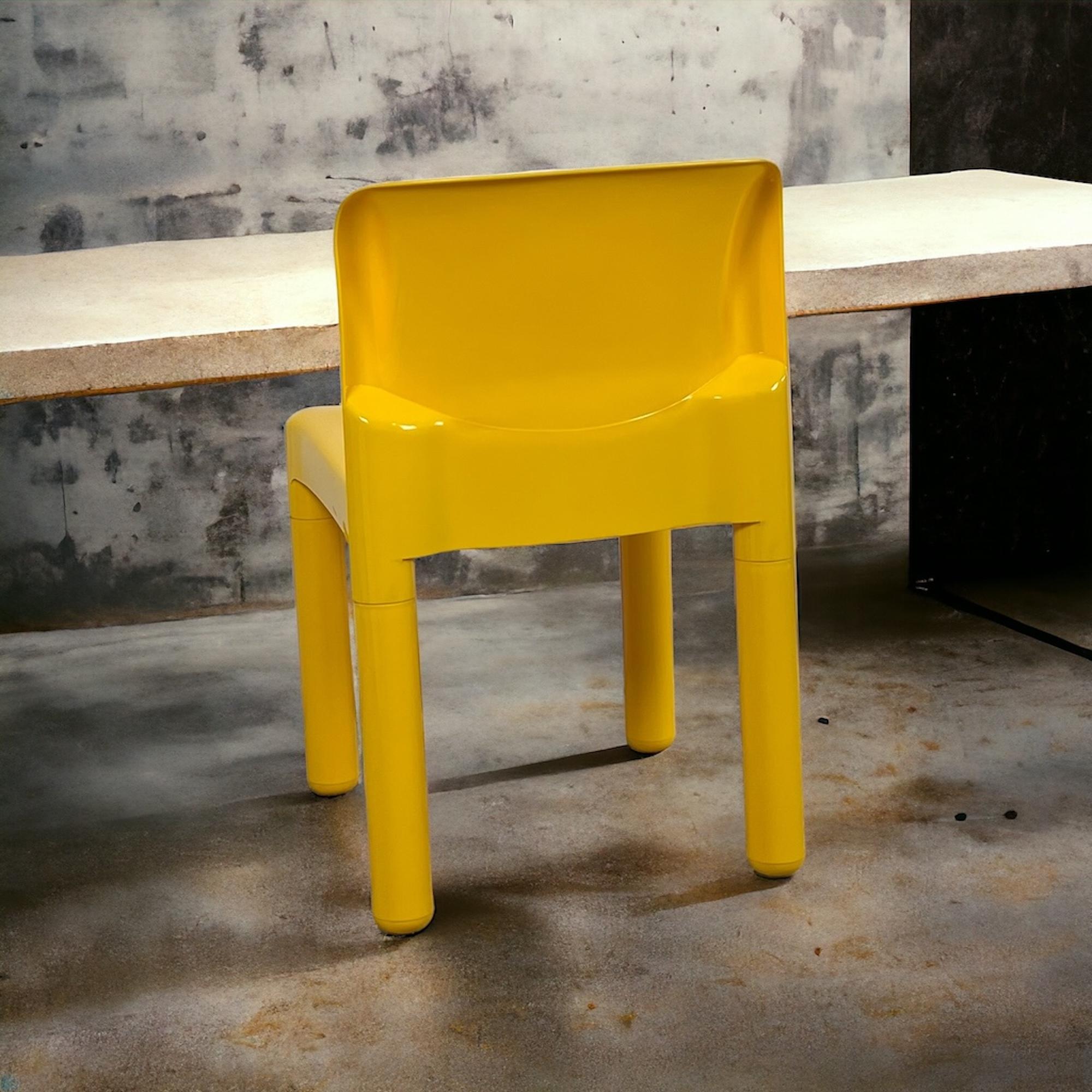 Plastic Kartel Model 4875 Chair in Glossy Yellow by Carlo Bartoli, 1980s New Old Stock