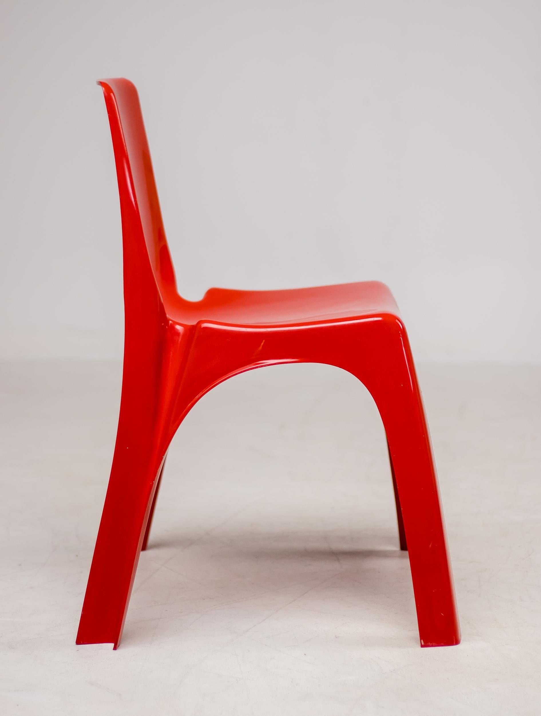 Mid-Century Modern Mid Century Modern Kartell Giorgina Castiglioni 4850 Red Plastic Chair 1965 For Sale
