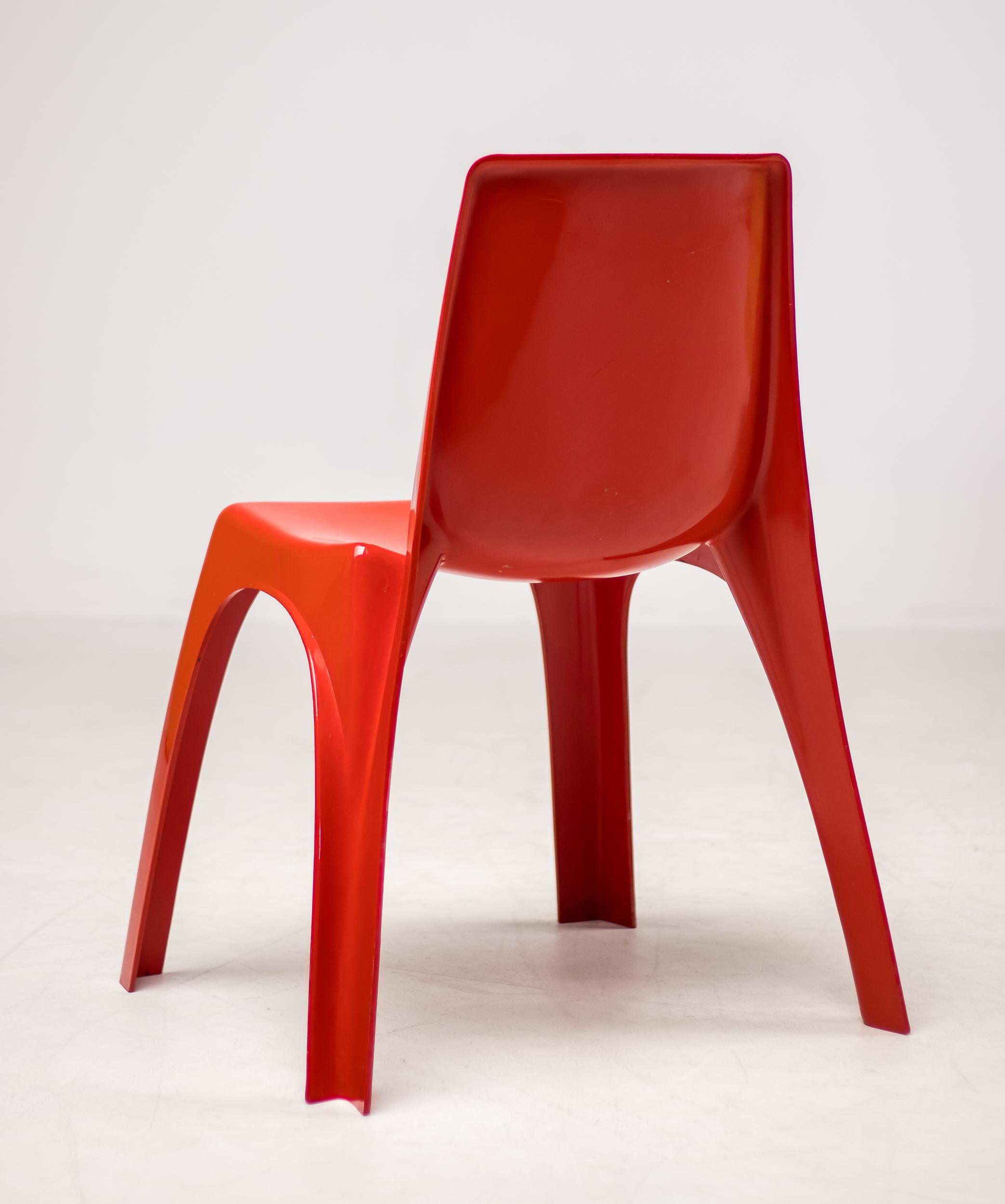 Italian Mid Century Modern Kartell Giorgina Castiglioni 4850 Red Plastic Chair 1965 For Sale