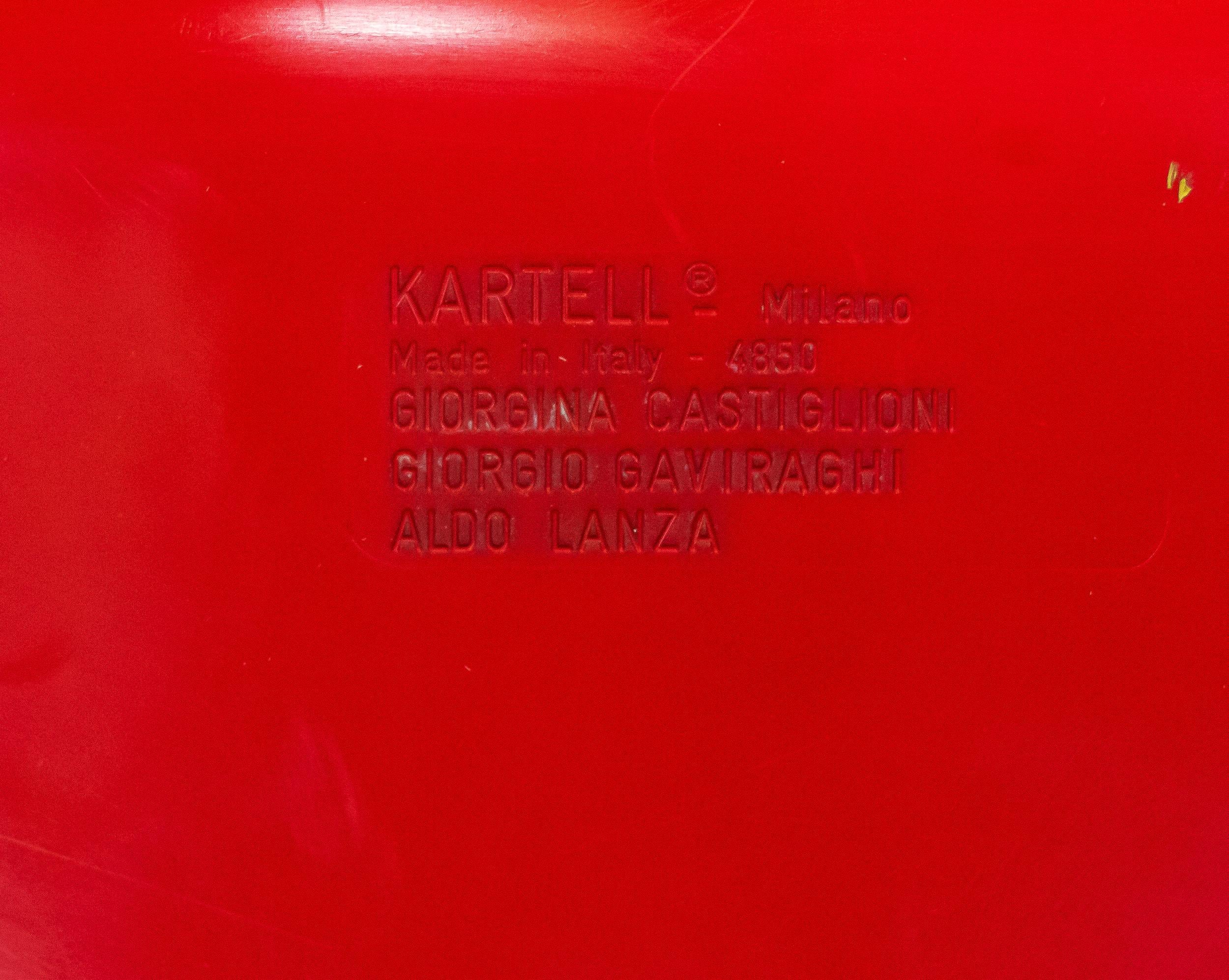 Mid Century Modern Kartell Giorgina Castiglioni 4850 Red Plastic Chair 1965 For Sale 2