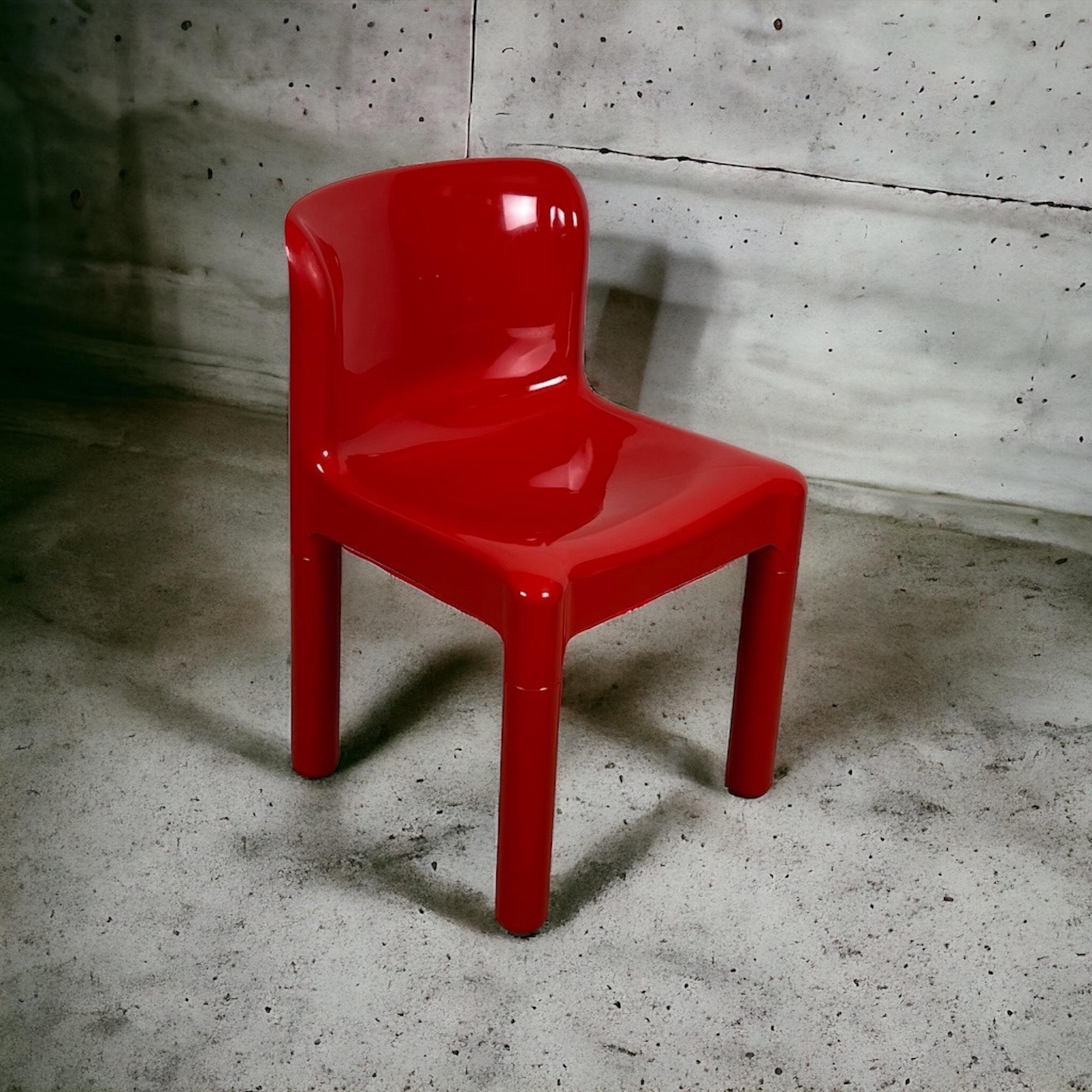 Late 20th Century Kartell 4875 Chair by Carlo Bartoli in Glossy Red, 1980s Edition For Sale