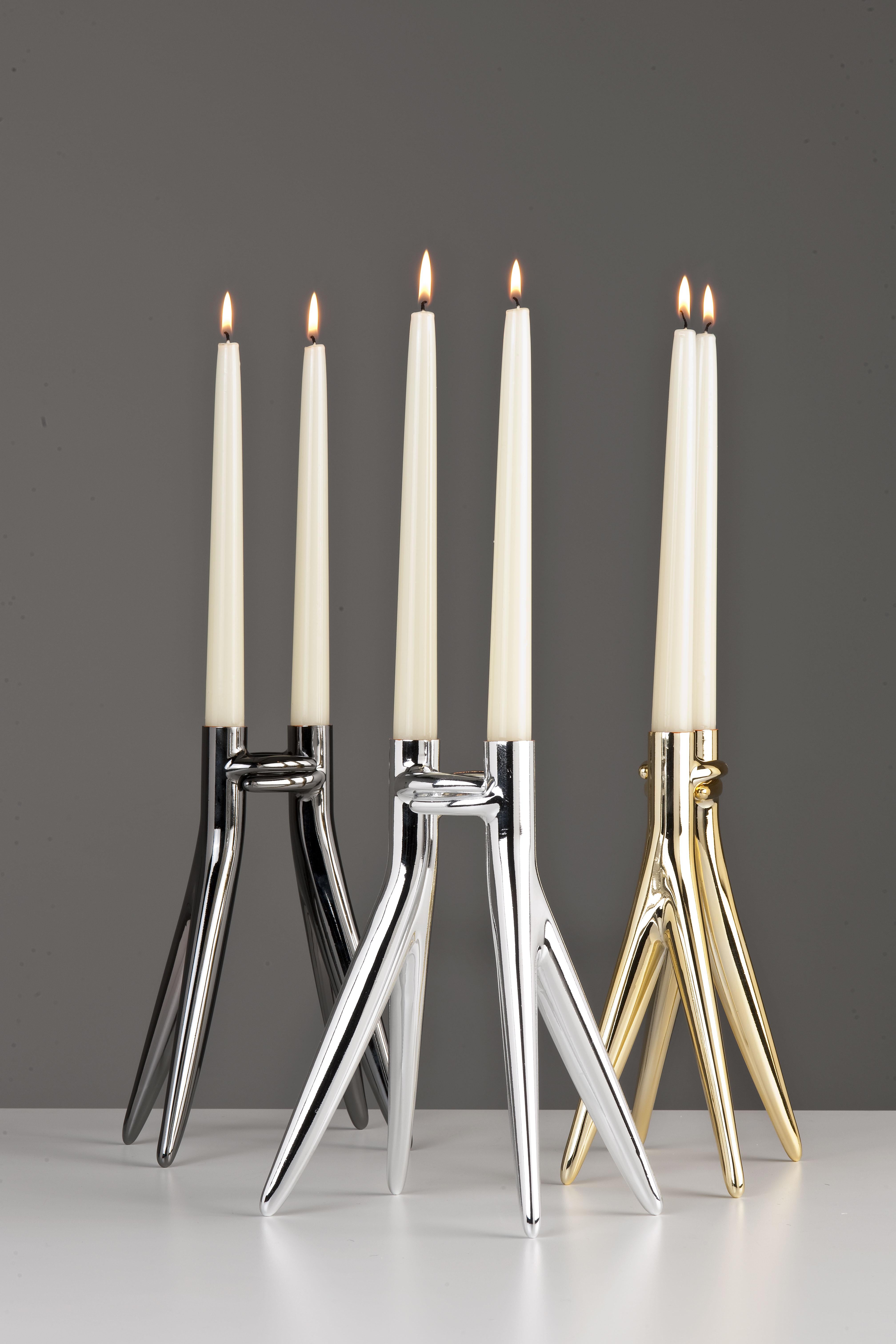 Italian Kartell Abbracciaio Candelabra in Chrome